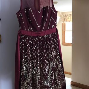burgundy & gold homecoming/prom dress
